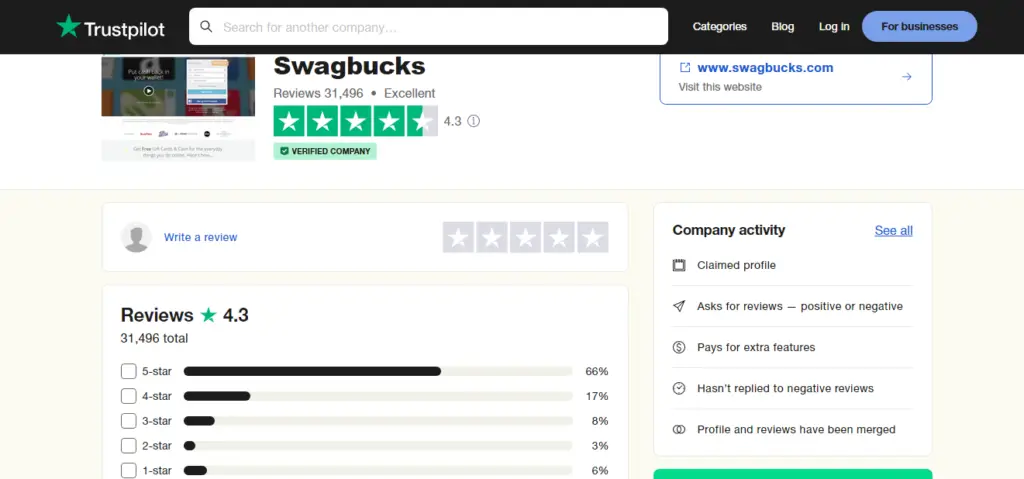 Swagbucks - Trustpilot Review