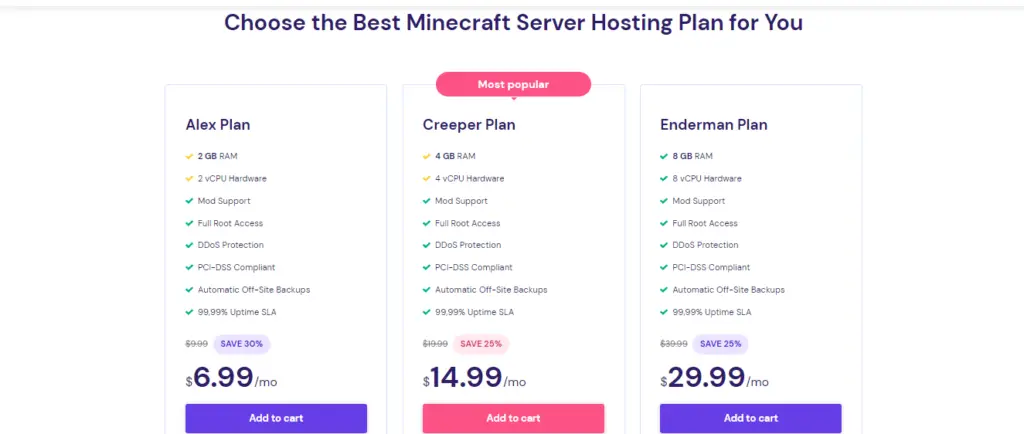 Hostinger Minecraft Server Pricing